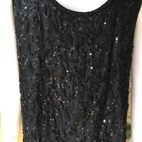 Silk beaded black beads & sequins evening top new - Picture 3 of 7
